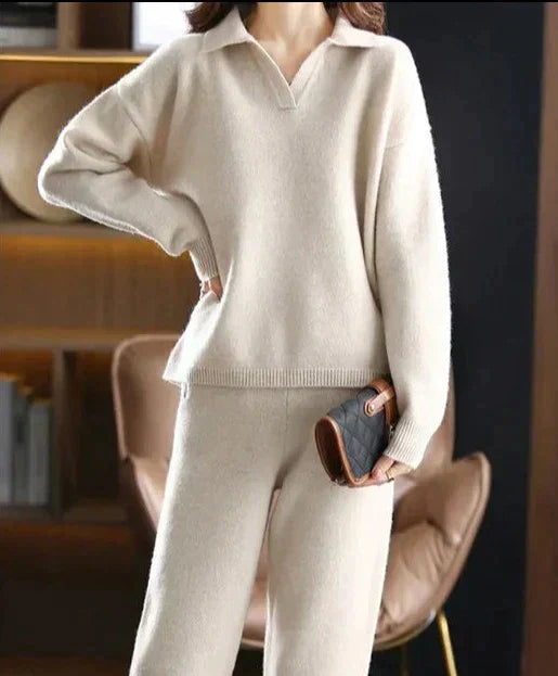 Set tuta oversize da donna 2 pezzi, felpa con polo e pantaloni